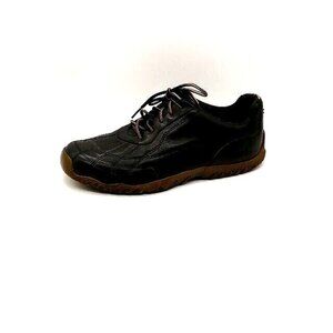 Timberland Mens Work Shoes Black‎ Leather Lace Up Sneaker Steel Toe Low Top 9.5